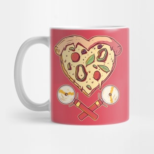 Heart Shaped Pizza Slice with Cutters Mug